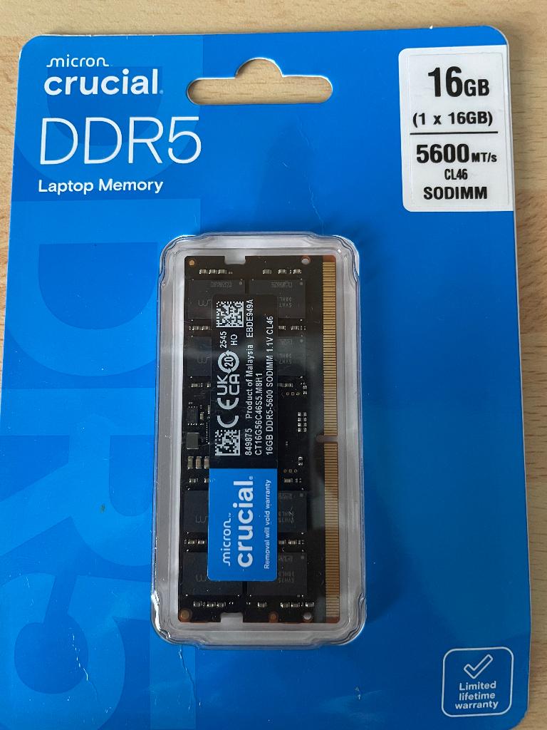 Barrette RAM Crucial DDR5 – 16 Go – 5600 MHz (SODIMM), Verzenden, Nieuw, DDR5, Laptop