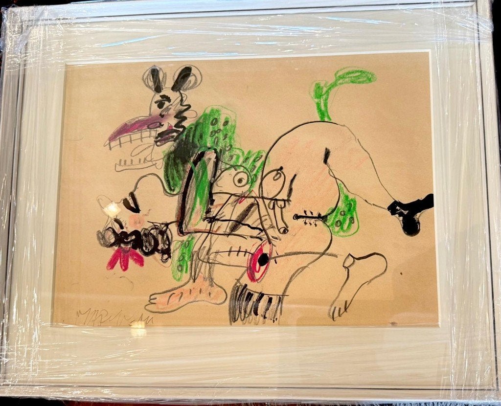 Anton Martineau  Uniek werk  Abstract liefdes paar, Ophalen, Abstract, Gesigneerd, Papier