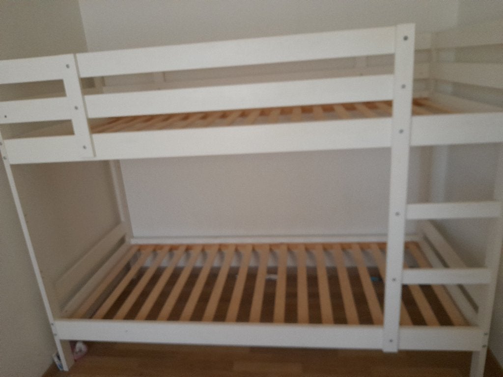 Wit Stapelbed, Huis en Inrichting, Slaapkamer | Bedden, Ophalen, Gebruikt, 90 cm, Eenpersoons