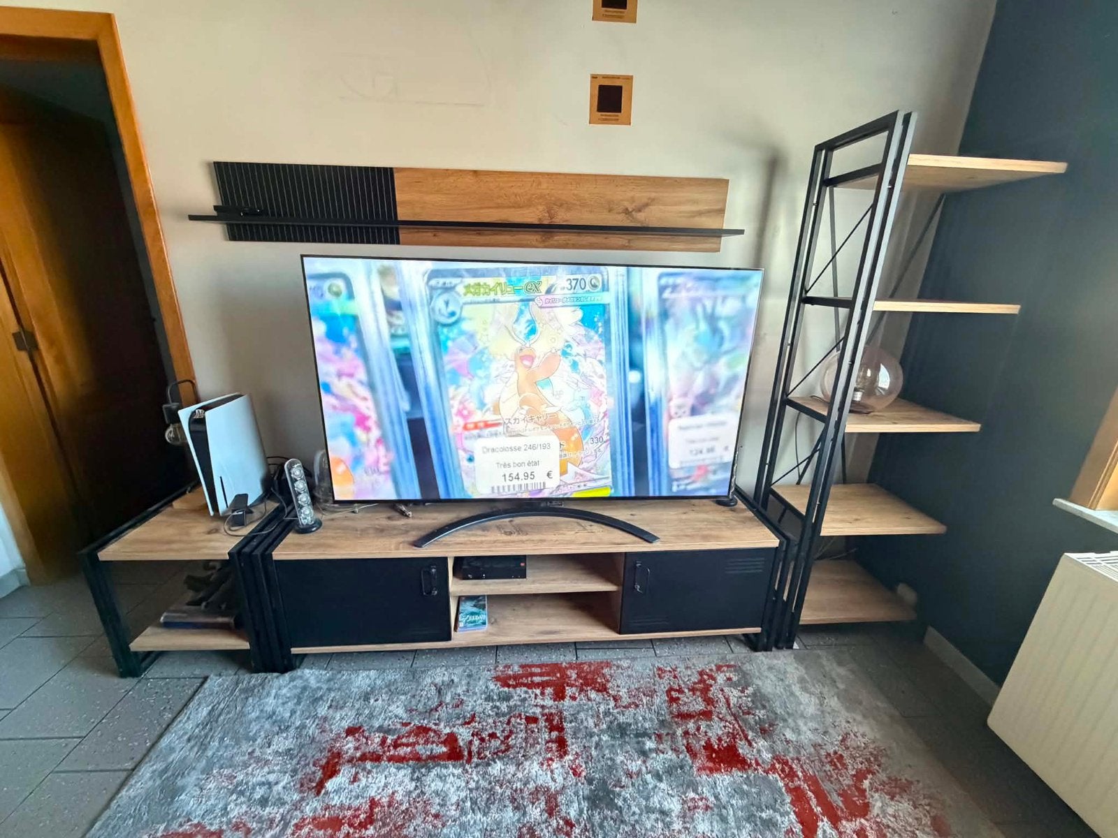 Meuble télévision + étagère, Enlèvement, Comme neuf, Chêne