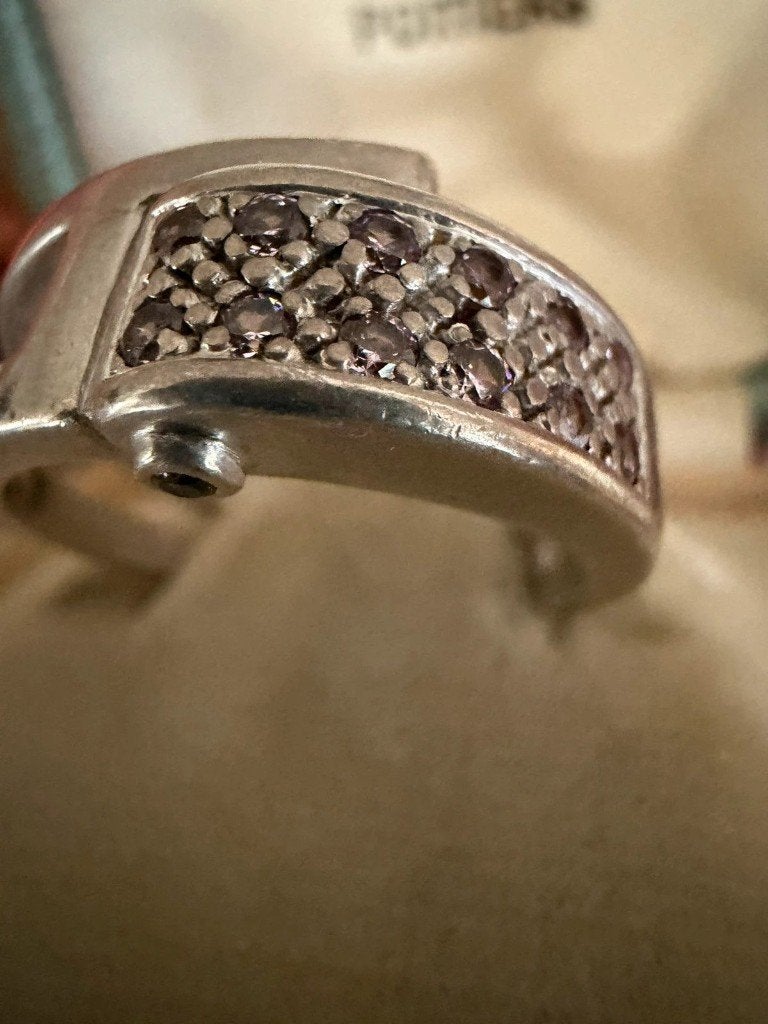 Art Deco Sterling Zilveren Amethyst Statement Ring Maat 59, Ophalen of Verzenden, Zo goed als nieuw, Dame of Heer, Grijs