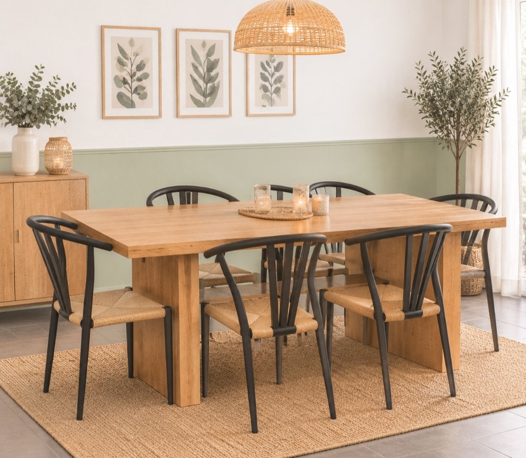 Ensemble Salle à Manger Moderne (2m x 1m) 6 Chaises, Maison & Meubles, Enlèvement, Comme neuf, 6 à 8 chaises