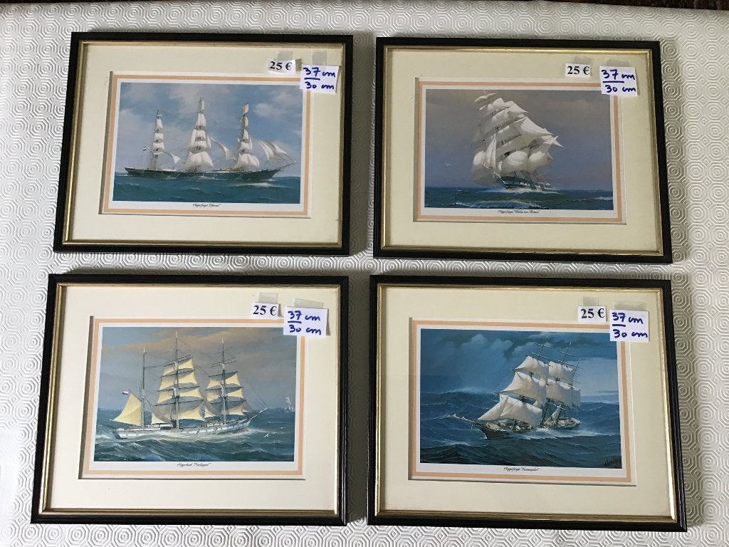 4 mooie zeilboten prachtig ingekaderd aan 25 €, Ophalen of Verzenden, Zo goed als nieuw