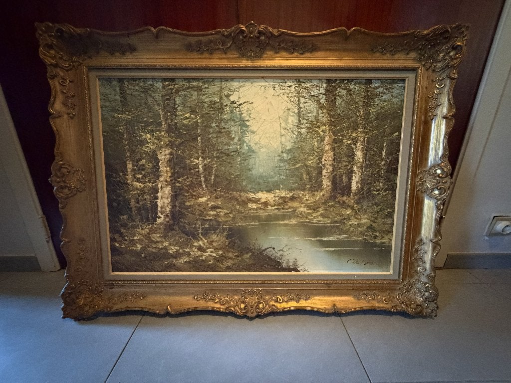 tableau "Paysage", Peinture à l'huile, Paysage, Enlèvement, Encadré