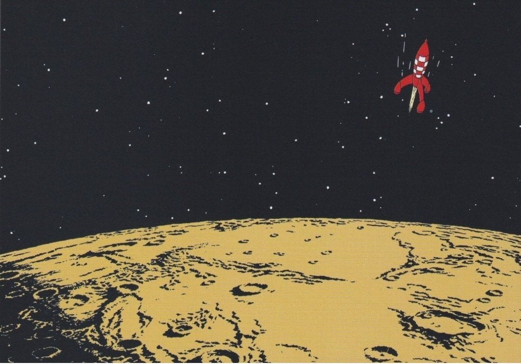 Carte postale : Hergé : Tintin - On a Marché sur la Lune, Enlèvement