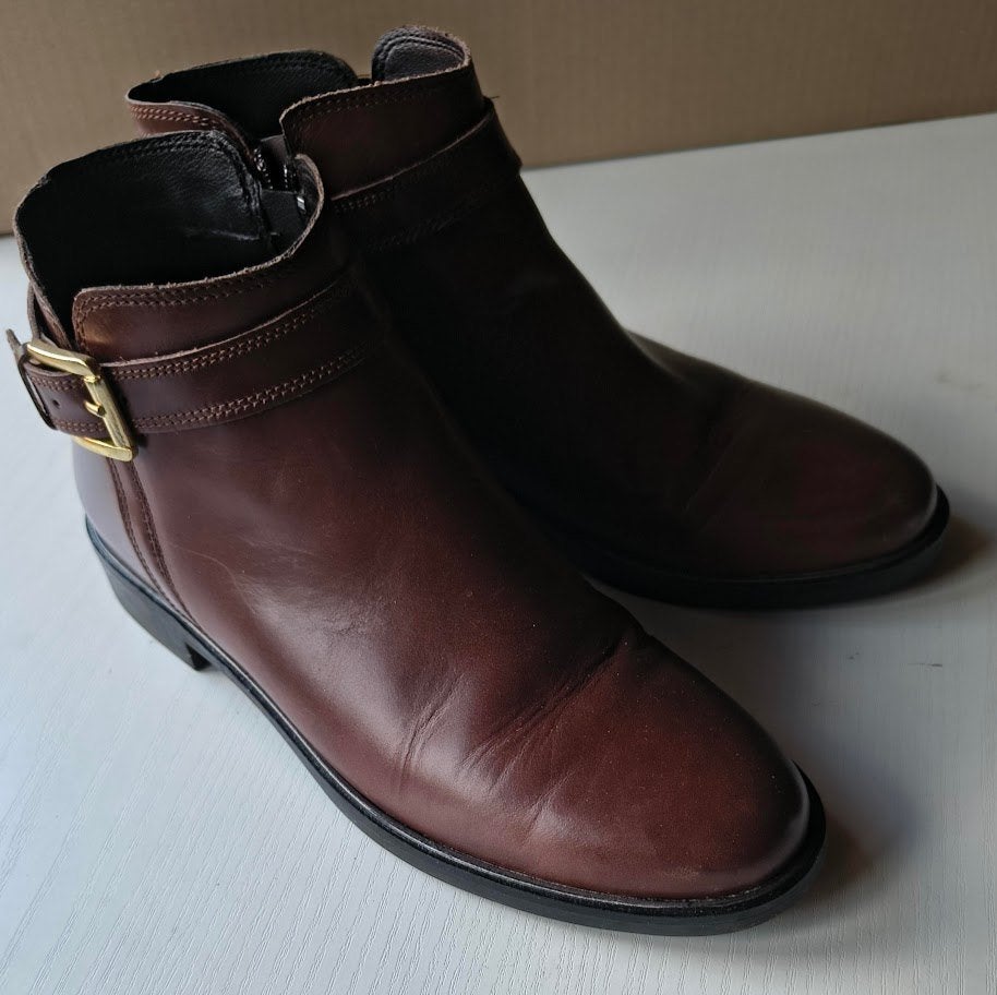 Rizzolli Bruine Leren Enkellaarsjes met Gesp – Maat 39, Kleding | Dames, Schoenen, Gedragen, Lage of Enkellaarzen, Bruin, Ophalen of Verzenden