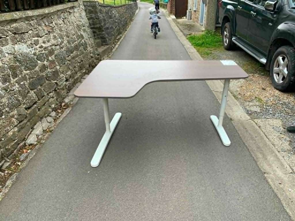 Bureau de travail long, Maison & Meubles, 90 cm, Autres marques, Réglable en hauteur, Utilisé
