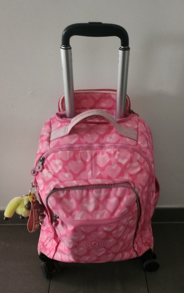 Sac à dos à roulettes Kipling New Zea – Adorable Hearts, 40 à 50 cm, Enlèvement ou Envoi, Rose, 30 à 40 cm