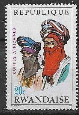 Rwanda 1969 - Yvert 301 - Couvre-chefs africains (ZG), Envoi, Non oblitéré