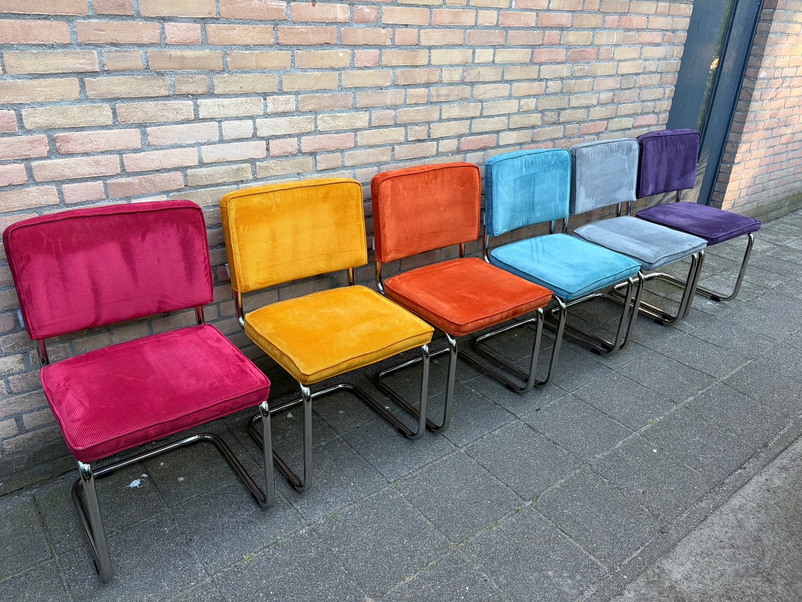 6 Zuiver Ridge Rib Ribstof Stoelen ️, Huis en Inrichting, Ophalen, Overige kleuren, Stof, Vijf, Zes of meer stoelen