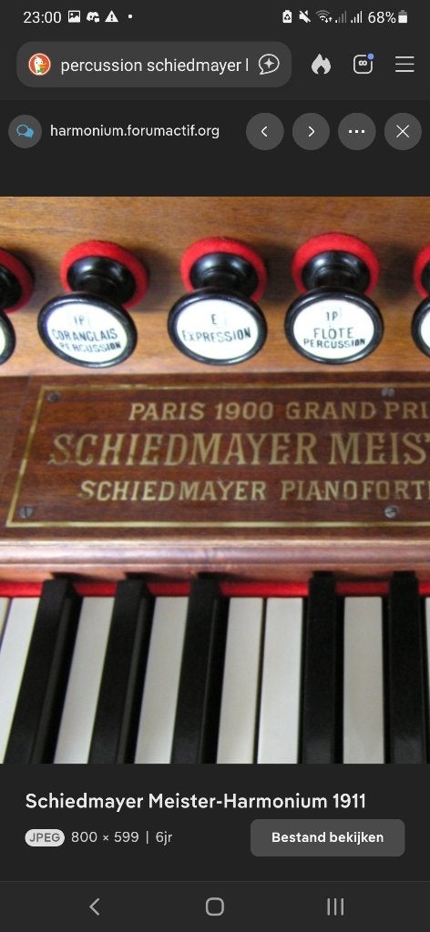 Gezocht: harmonium met perkussie / orgue a percussion, Muziek en Instrumenten, Orgels, Ophalen, Gebruikt, 1 klavier, Harmonium