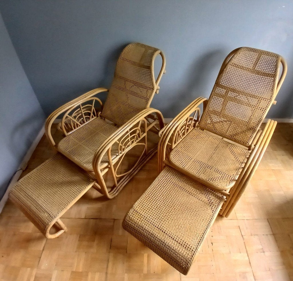 2 vintage lounge zetels boho, Antiek en Kunst, Ophalen