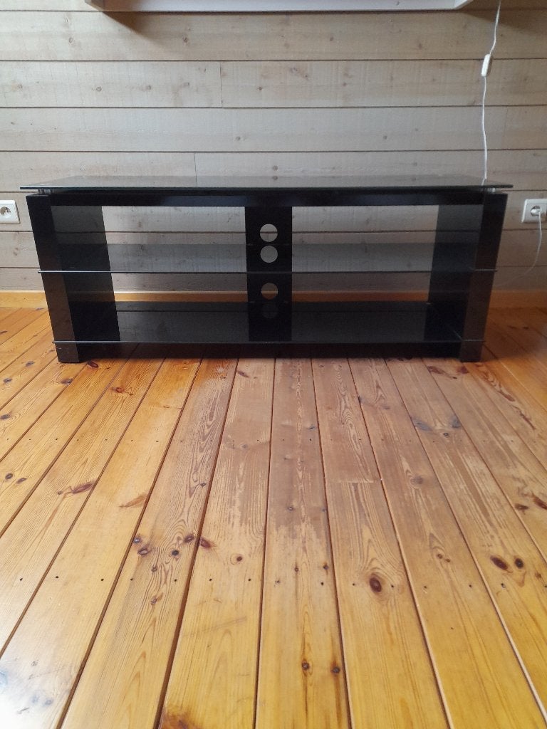 Meuble TV noir élégant en verre par Ateca Vision, Maison & Meubles, Enlèvement, Comme neuf, Verre
