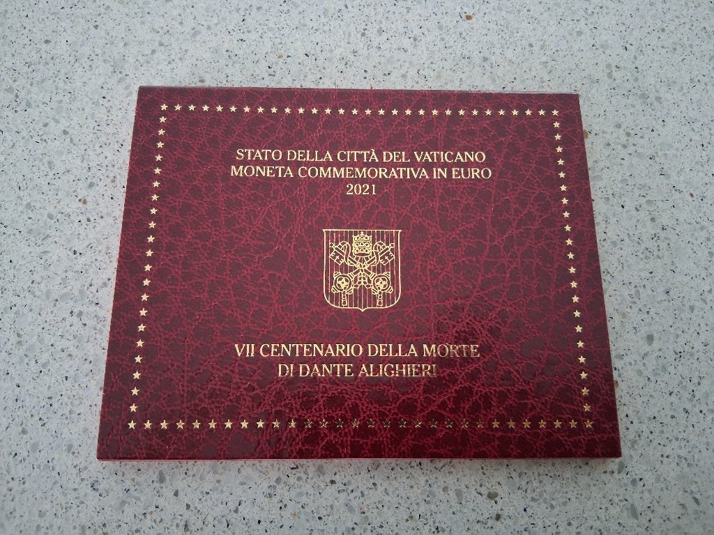 2 euro Vaticaan 2021 Dante in boekje, Postzegels en Munten, Ophalen of Verzenden, Vaticaanstad, 2 euro, Losse munt