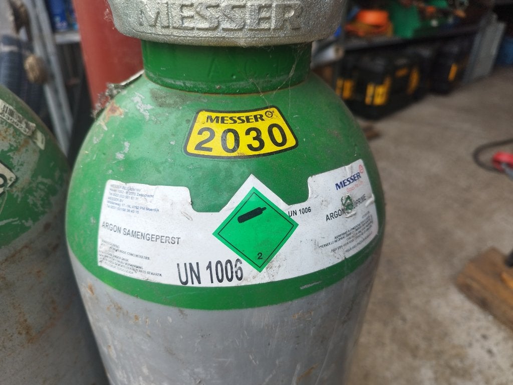 Acetyleen 50L en Argon 20 L flessen - Messer, Doe-het-zelf en Bouw, Gereedschap | Lasapparaten, Ophalen, Gebruikt, 250 ampère