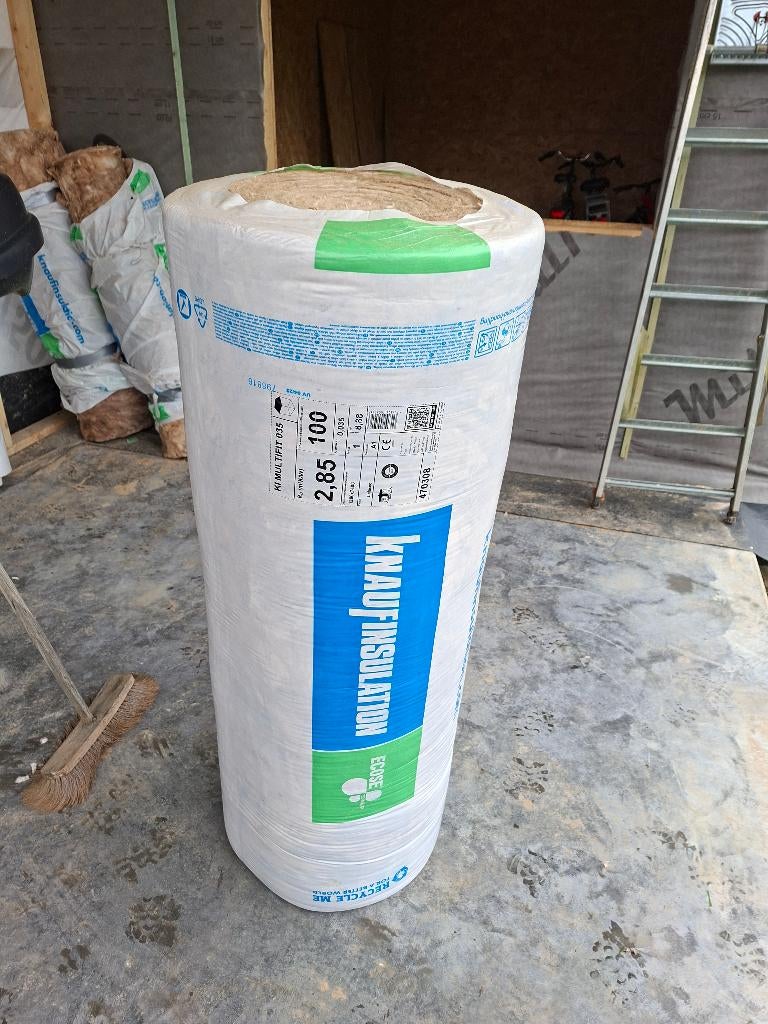 Knauf isolatie dikte 10cm, Laine de verre, Isolation de toiture, 8 à 12 cm, Comme neuf