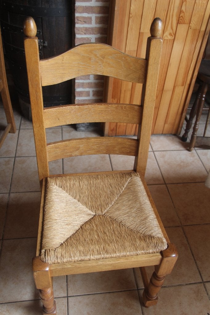Chaises en paille, Maison & Meubles, Enlèvement, Utilisé, Bois, Quatre