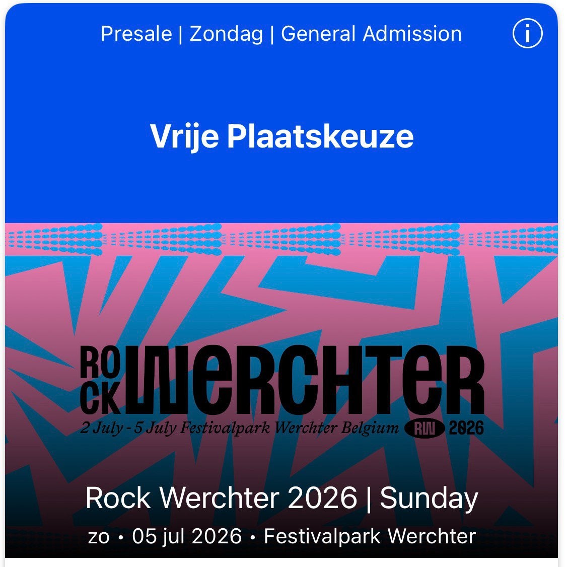 Rock Werchter, dimanche 5 juillet, Tickets & Billets