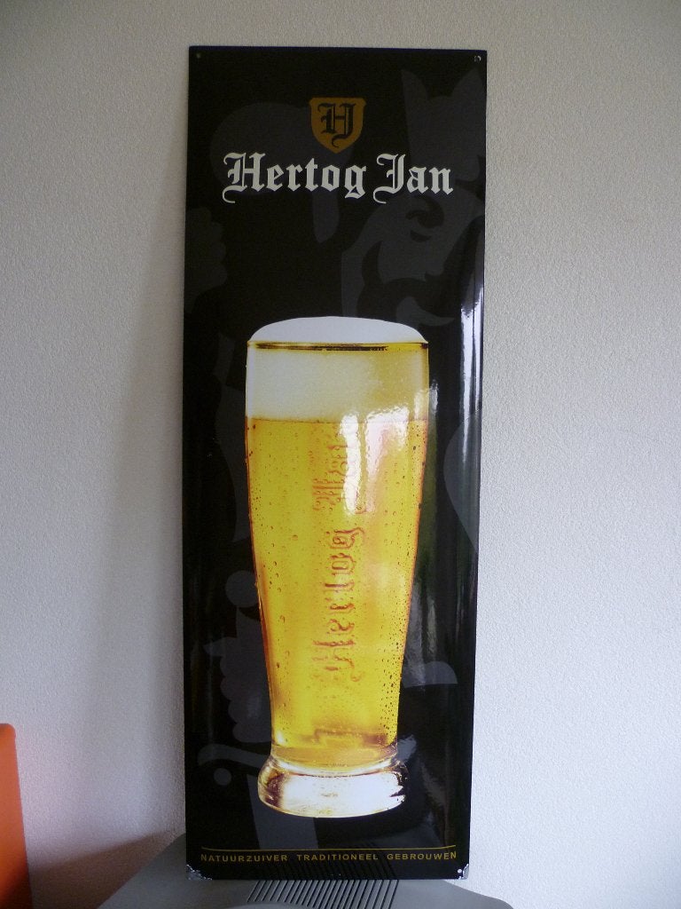EMAILLE RECLAMEBORD"HERTOG JAN BIER"UIT JAREN 90/2000, Enlèvement ou Envoi, Utilisé, Panneau publicitaire