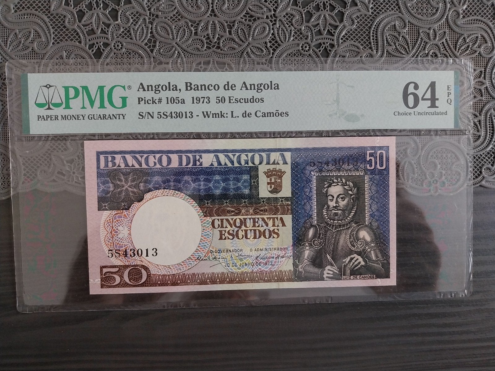 Angola 50 Eskudos 1973 PMG 64 EPQ, Timbres & Monnaies, Enlèvement ou Envoi