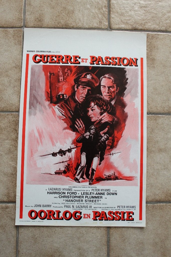 filmaffiche Hanover Street 1979 Harrison Ford filmposter, Rechthoekig Staand, Ophalen of Verzenden, Zo goed als nieuw, A1 t/m A3