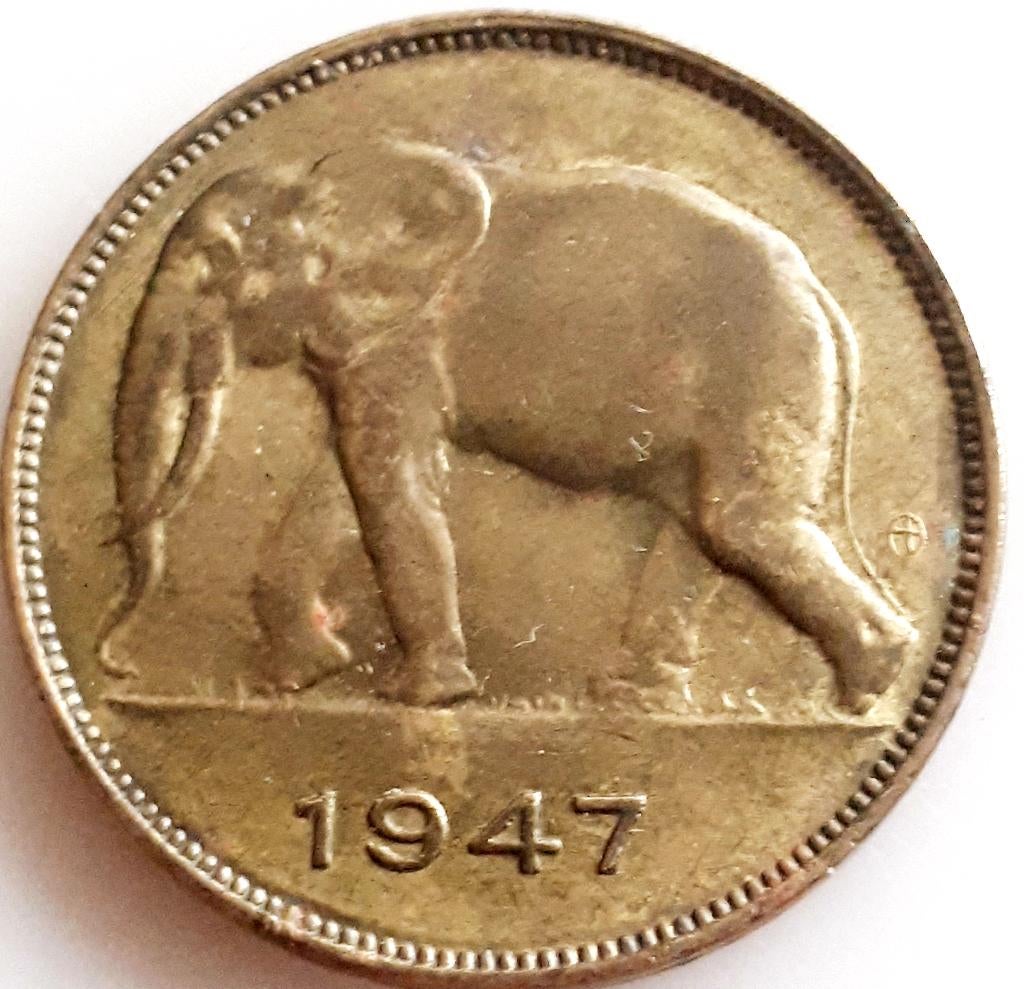 BELGISCH CONGO : 5 FRANCS 1947 KM 29, Verzenden, Overige landen, Losse munt