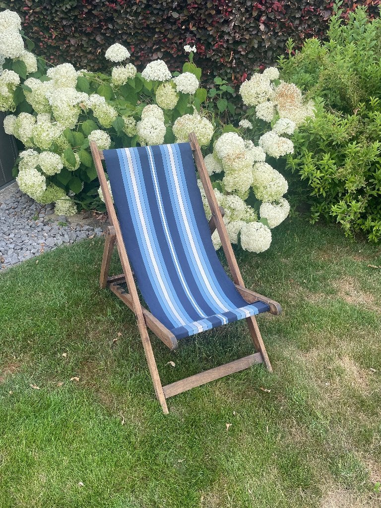 Vintage strandstoel, Ophalen, Gebruikt, Hout, Verstelbaar