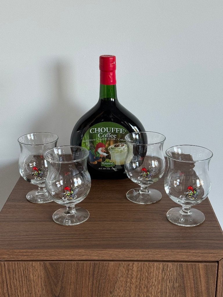 Chouffe Coffee-set met 4 bijpassende glazen, Verzamelen, Ophalen of Verzenden, Nieuw