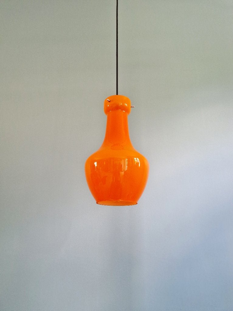 Suspension Space Age en opaline orange, Italie, 1960-70, Antiquités & Art, Enlèvement ou Envoi