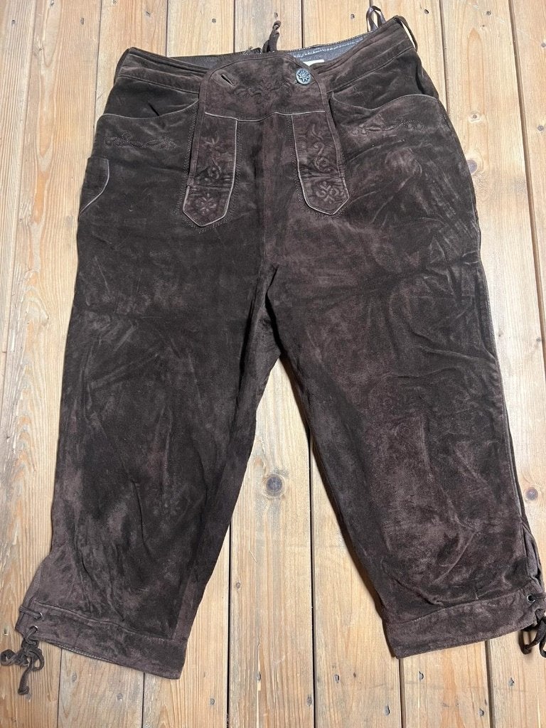 Bruine lederen lederhose voor dames maat 40, Taille 42/44 (L), Enlèvement ou Envoi, Comme neuf, Brun
