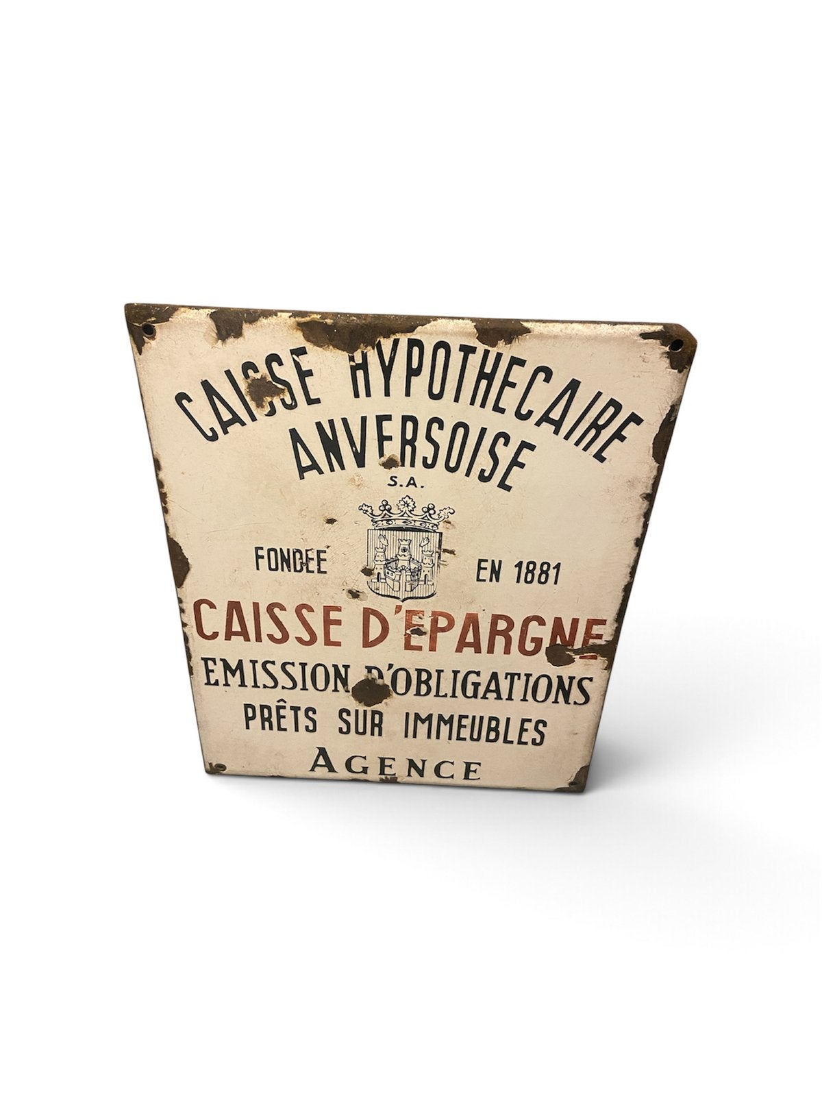 Antieke geëmailleerde reclamebord Caisse Hypothécaire 1930, Enlèvement ou Envoi