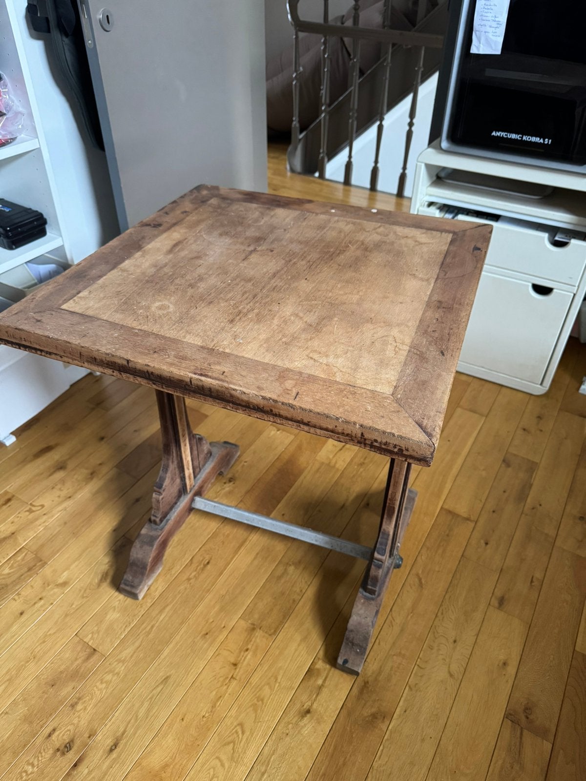 Table de bar en bois vintage, Maison & Meubles, Enlèvement, Utilisé, Carré, Métal