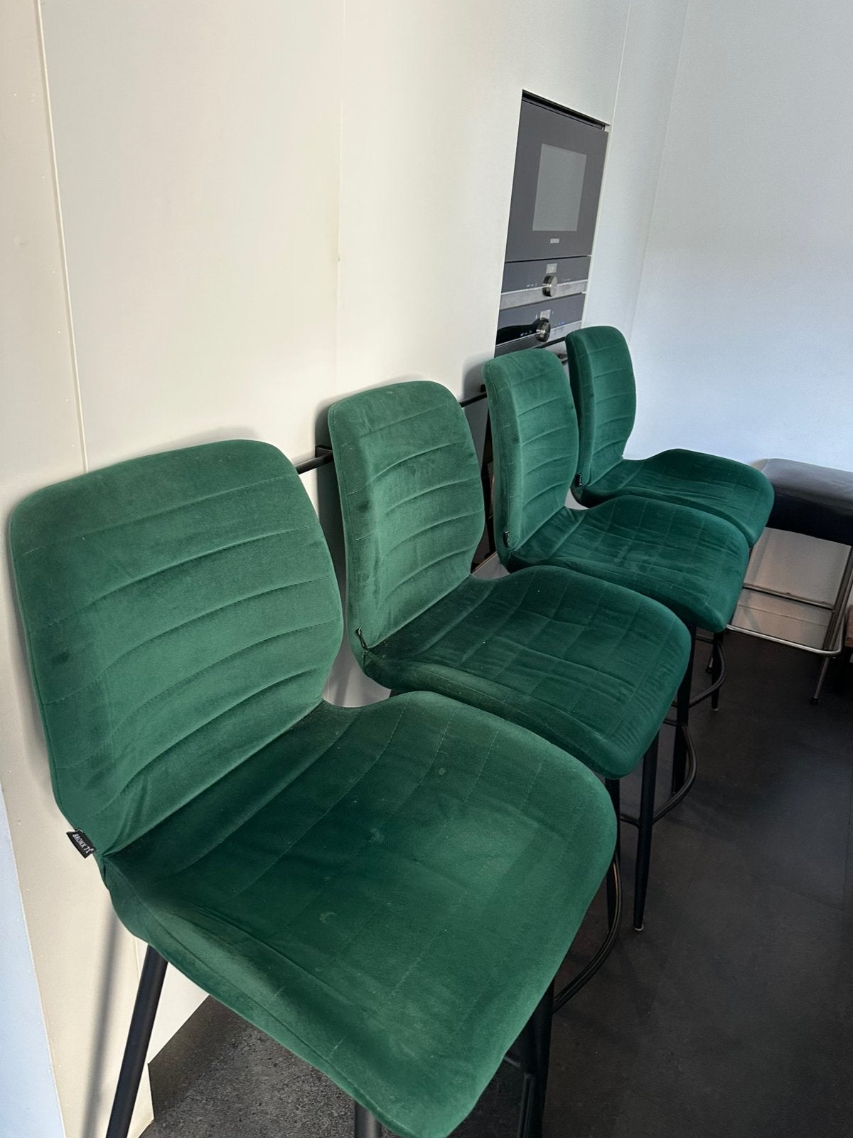 4 chaises de bar en velours, Maison & Meubles, Enlèvement, Comme neuf
