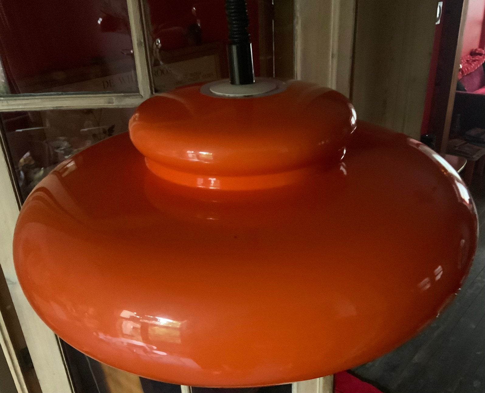 Vintage hanglamp in oranje kunststof, Watersport en Boten, Duiken, Ophalen of Verzenden, Zo goed als nieuw