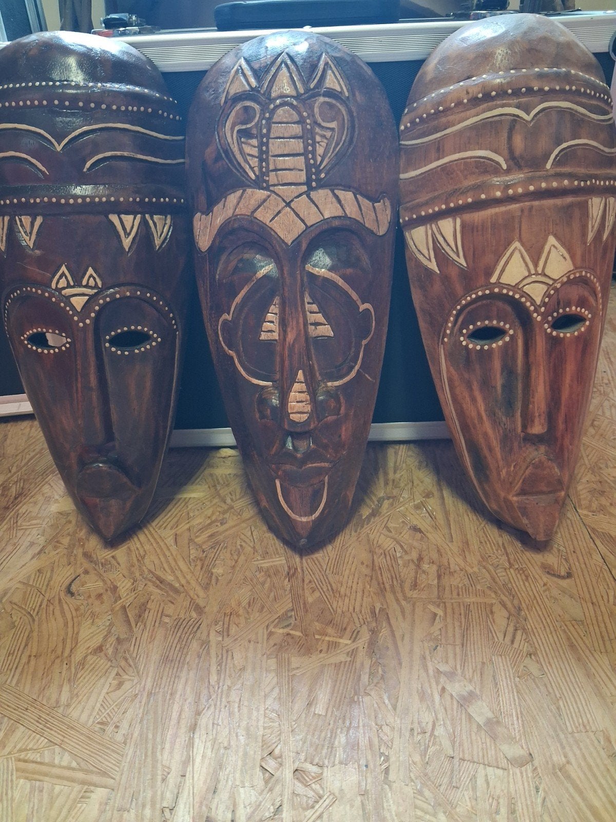 houten afrikaanse maskers, Afrique, Sculpture sur bois, Brun, Enlèvement