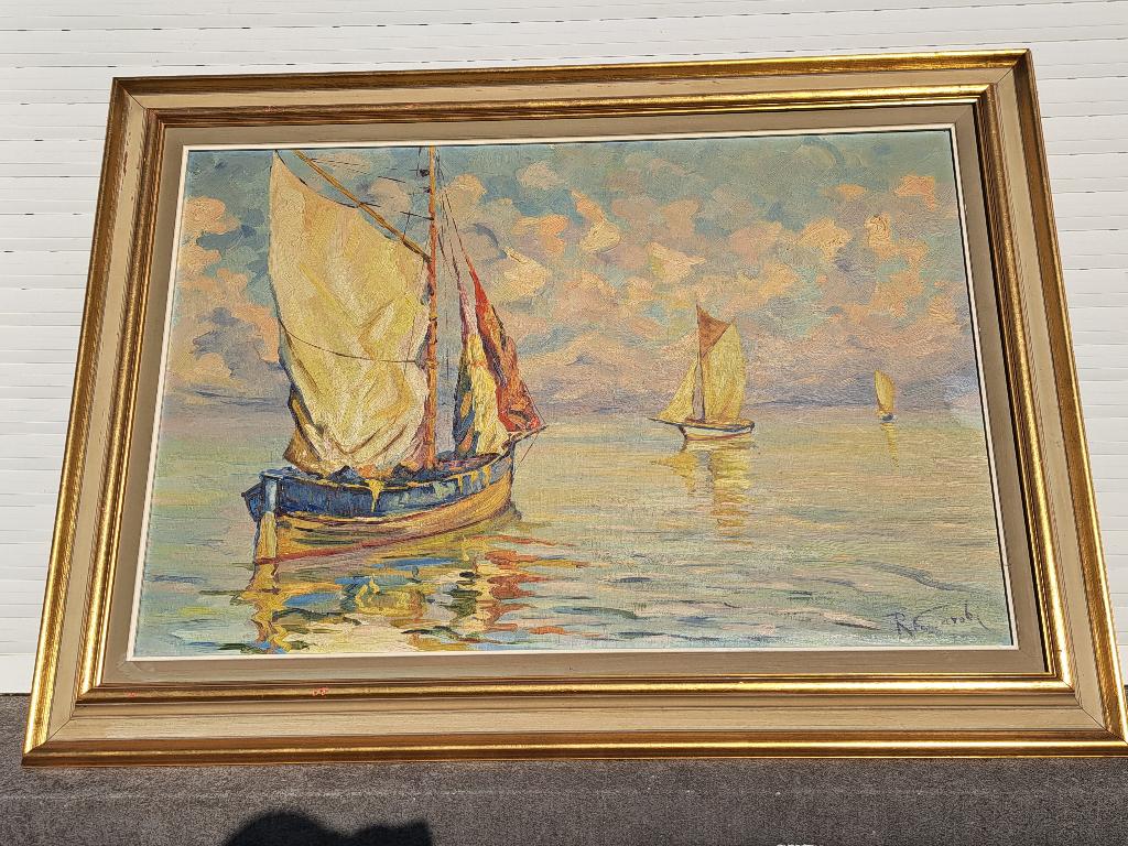 Huile sur toile marine signe, Ophalen
