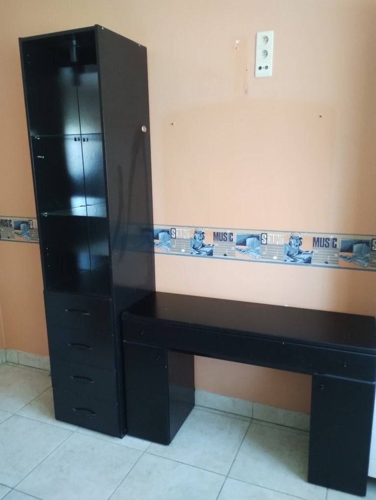 Bureau meubel, Enlèvement, Avec tiroirs, Utilisé, Noir