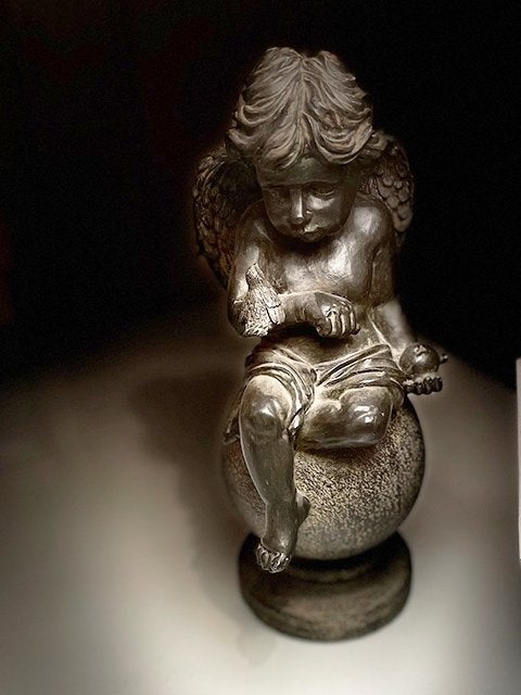 Engelbeeld in bronslook kunststof – ca. 30 cm, Kunststof, Ophalen of Verzenden, Zilver, Klassiek