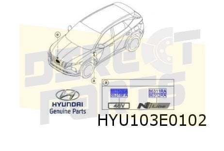 Hyundai embleem tekst "48V" op voorscherm Rechts Origineel!, -, Verzenden, -, Nieuw