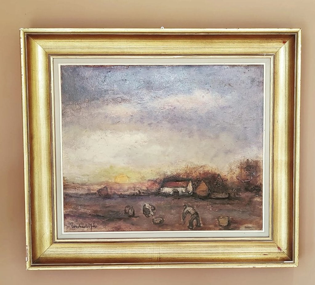 Veldwerk - Jules Verstraeten Zottegem, Antiek en Kunst, Kunst | Schilderijen | Klassiek, Ophalen