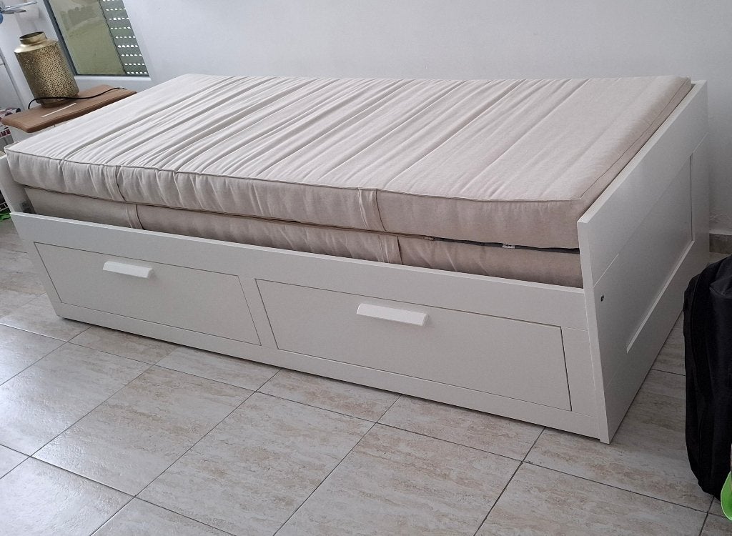 tweepersoonsbed, Huis en Inrichting, Slaapkamer | Bedden, Ophalen, Verstelbaar, Wit, Tweepersoons