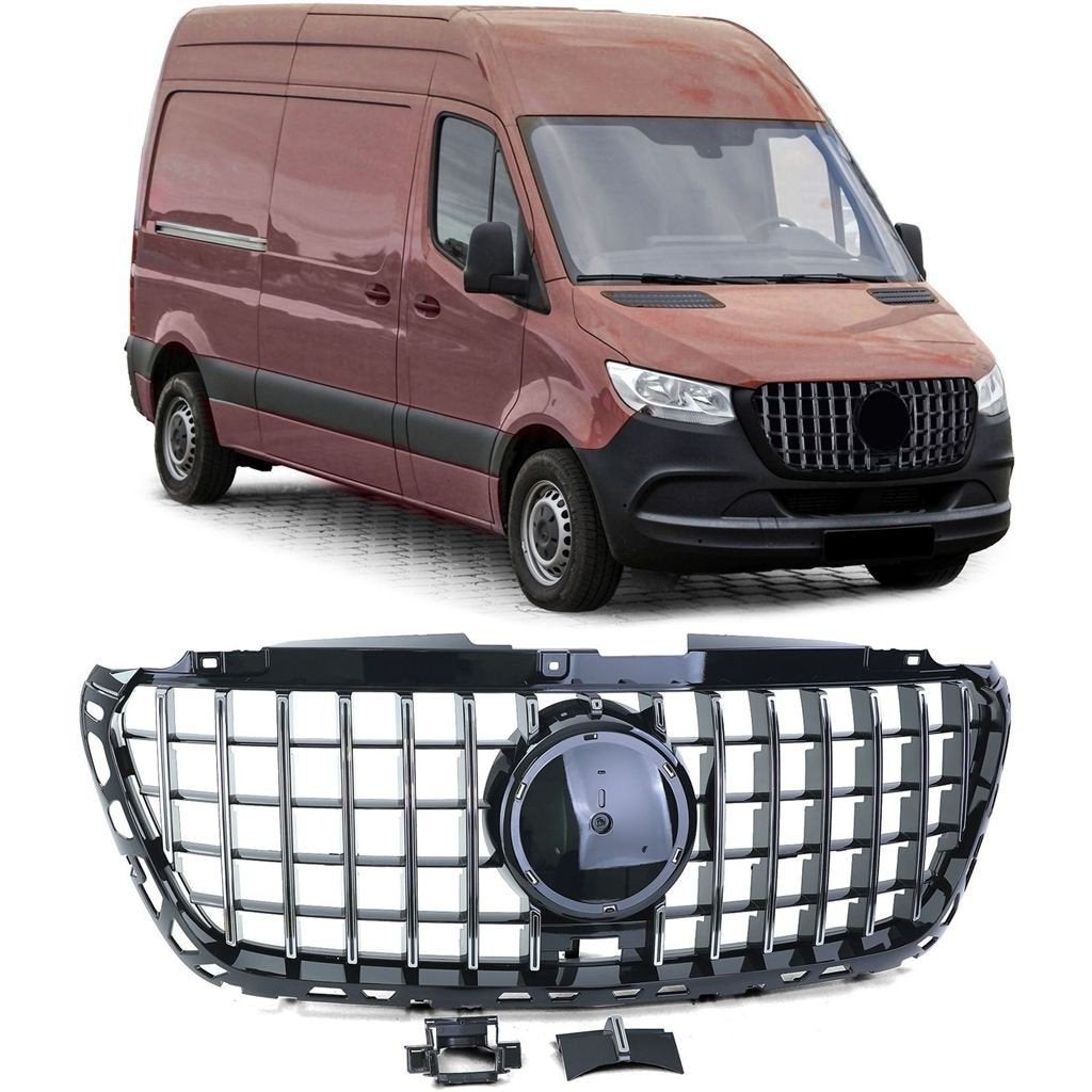 Grill Mercedes Sprinter W907 910 Glans Zwart / Chrome, Verzenden