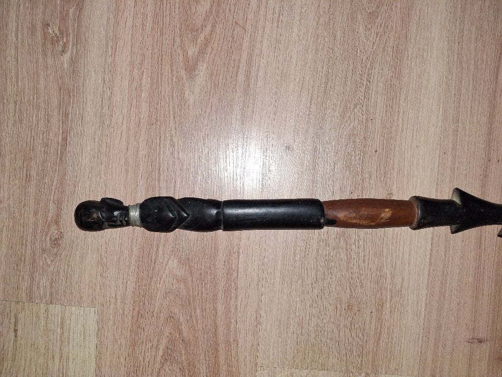 handgesneden Afrikaans houten zwaard / decoratieve speer, Ophalen, Masker