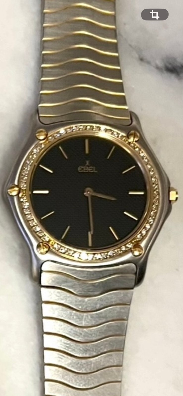EBEL Wave or/acier / diamants sur la lunette en or 18 ct, Bijoux, Sacs & Beauté, Montre-bracelet, Or, Enlèvement, Utilisé