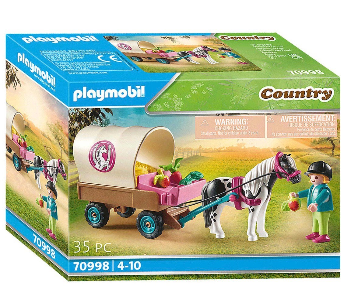 Playmobil paard met wagen en figuur, Ophalen of Verzenden, Gebruikt