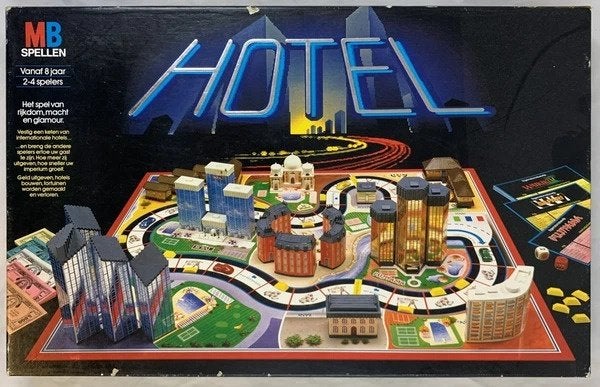 Jeu de plateau MB Hotel Vintage 1986 Big Black Box Complete, 1 ou 2 joueurs, Envoi, Comme neuf, MB spellen