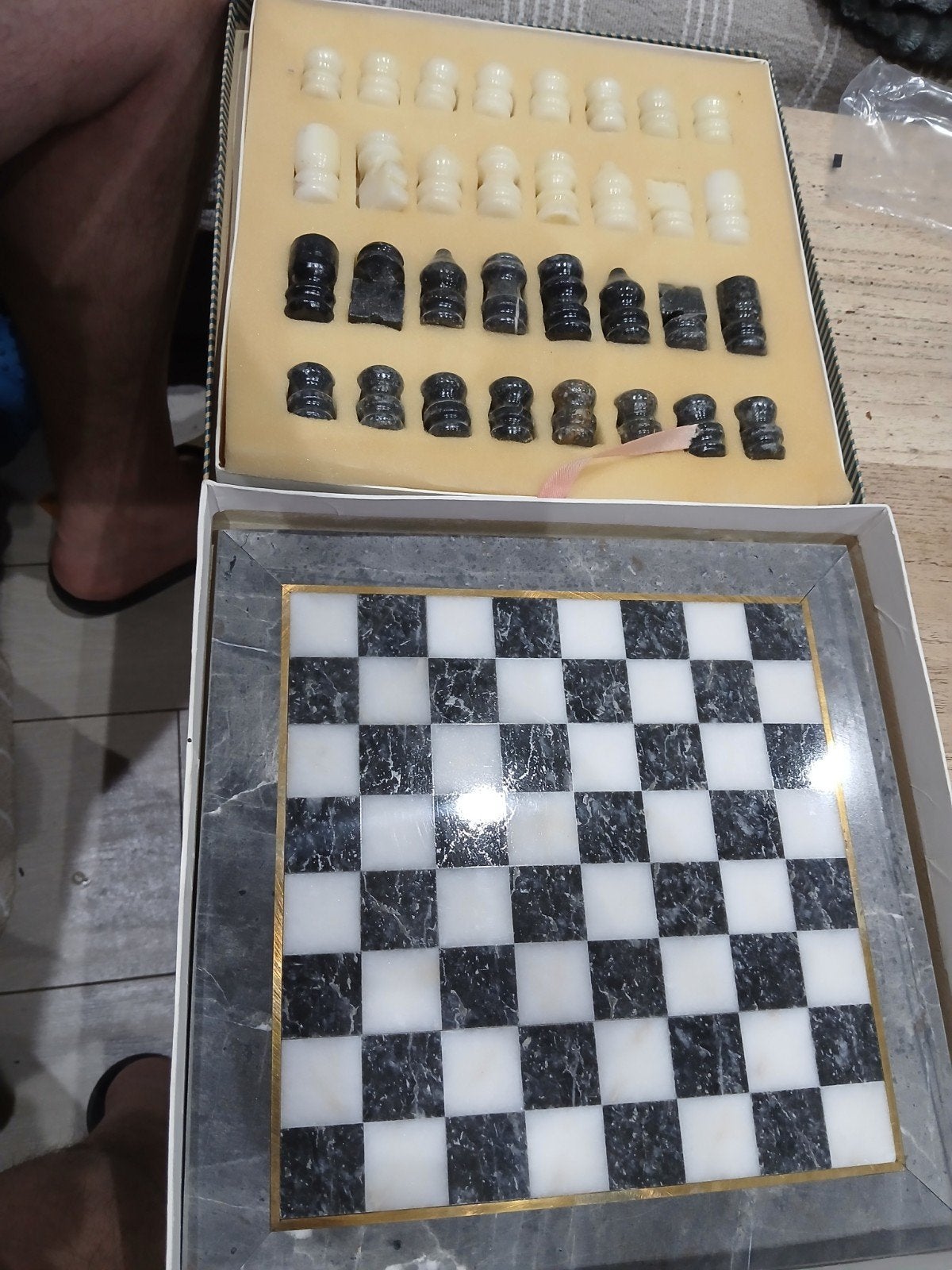 Magnifique jeu d’échecs en véritable marbre – Élégance et lu, Enlèvement ou Envoi