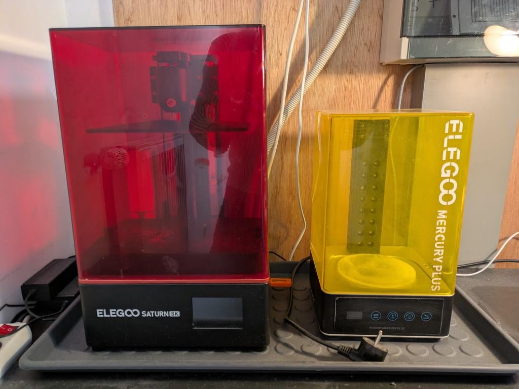 Resin 3D Print Setup: Elegoo Saturn8K + Mercury Plus + extra, Computers en Software, 3D Printers, Gebruikt, Ophalen