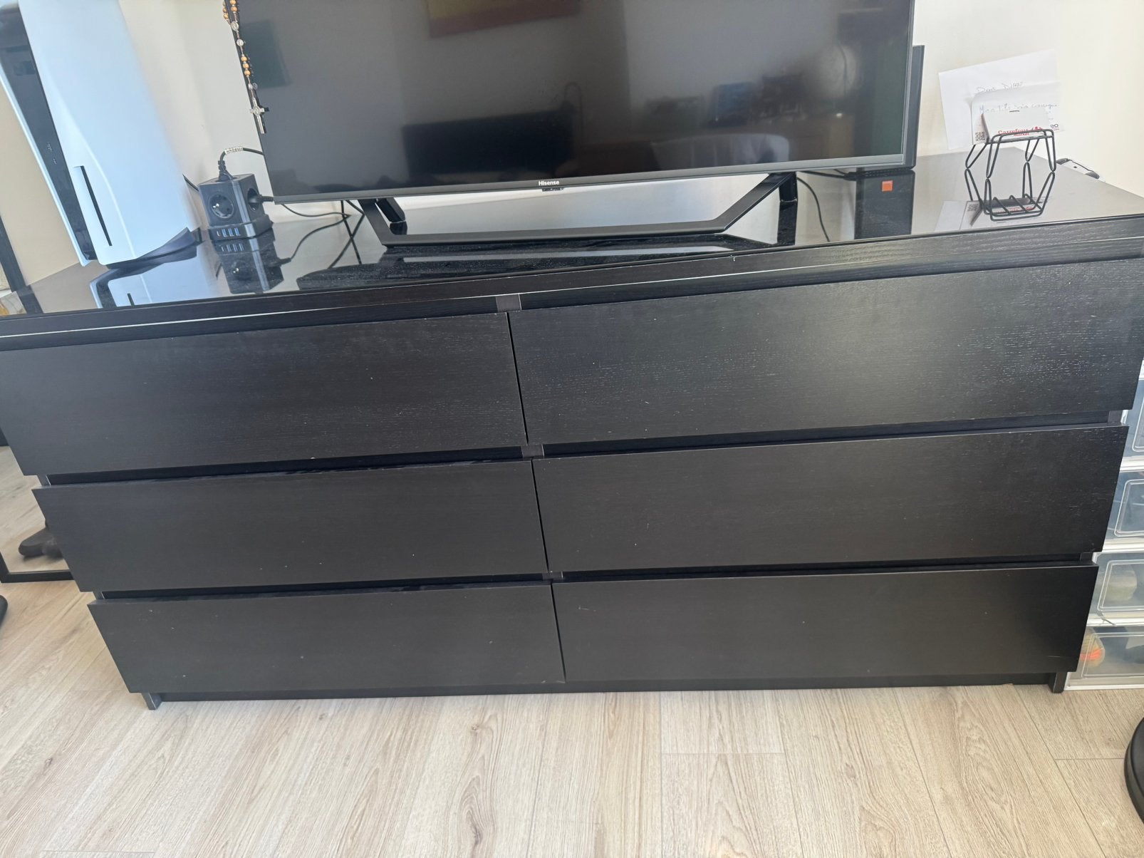 Commode malm ikea + vitre, Enlèvement, Utilisé