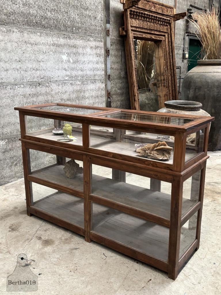 Unieke antieke winkel musea vitrine toonbank, 100 tot 150 cm, 150 tot 200 cm, Zo goed als nieuw, 50 tot 75 cm